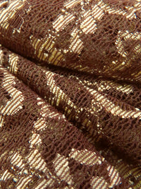 Chocolate/Flax/Tan Nylon/Lycra Floral Weave Stretch Lace 57W