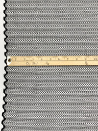 Black/Bright Silver 100% Nylon Double Scalloped Border Novelty Corded Lace 53W