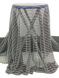 Black/Bright Silver 100% Nylon Double Scalloped Border Novelty Corded Lace 53W