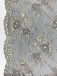 Metallic Gold/Black Nylon/Metallic Double Scalloped Border Floral Lace 56W