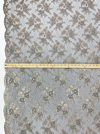 Metallic Gold/Black Nylon/Metallic Double Scalloped Border Floral Lace 56W