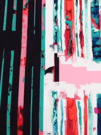 White/True Pink/Persian Red/Multi Polyester/Lycra Abstract Geometric Print ITY Knit - Norma Kamali - 58W