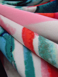 White/True Pink/Persian Red/Multi Polyester/Lycra Abstract Geometric Print ITY Knit - Norma Kamali - 58W