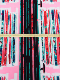 White/True Pink/Persian Red/Multi Polyester/Lycra Abstract Geometric Print ITY Knit - Norma Kamali - 58W