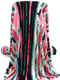 White/True Pink/Persian Red/Multi Polyester/Lycra Abstract Geometric Print ITY Knit - Norma Kamali - 58W