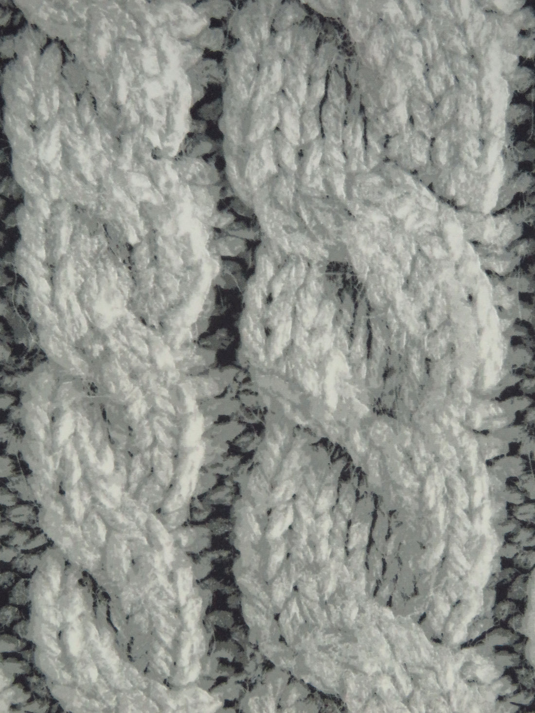 Light Gray/Ash Gray/Gunmetal Polyester/Lycra Large Cable Knit Print ITY Knit - Norma Kamali - 57W