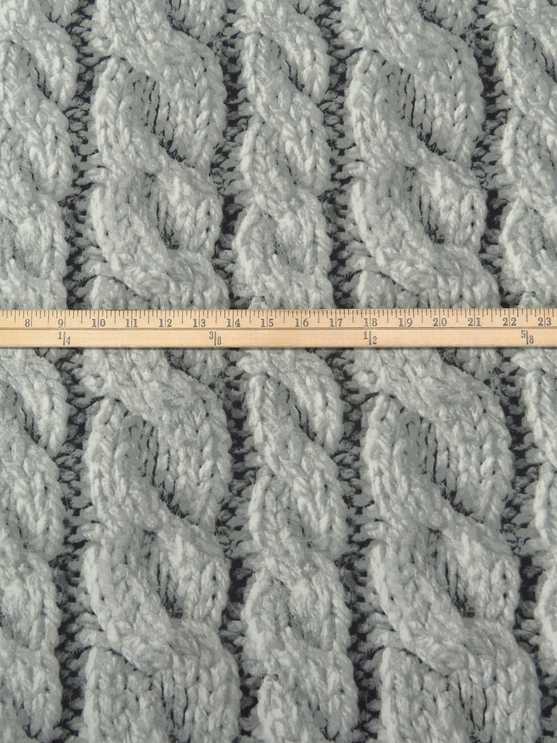 Light Gray/Ash Gray/Gunmetal Polyester/Lycra Large Cable Knit Print ITY Knit - Norma Kamali - 57W