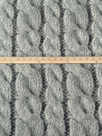 Light Gray/Ash Gray/Gunmetal Polyester/Lycra Large Cable Knit Print ITY Knit - Norma Kamali - 57W