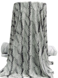 Light Gray/Ash Gray/Gunmetal Polyester/Lycra Large Cable Knit Print ITY Knit - Norma Kamali - 57W
