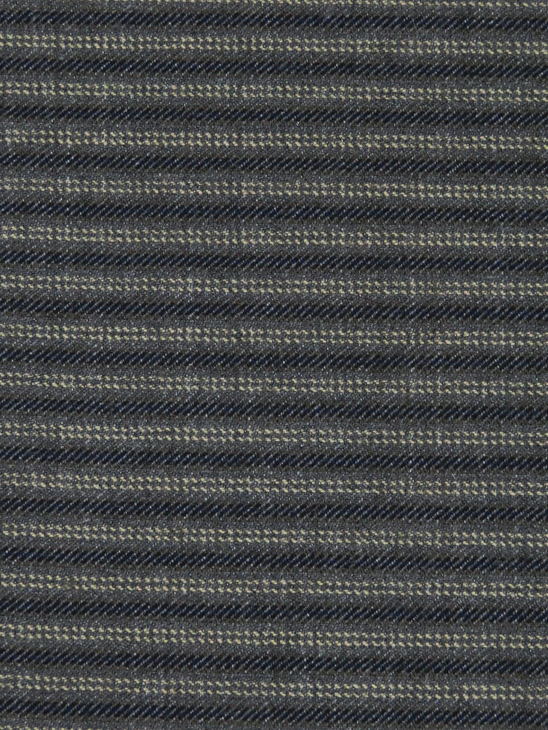 Onyx/Sand/Midnight Navy/Multi Worsted Wool/Polyester Horizontal Stripe Yarn-Dyed Flannel Suiting - NY Designer - 59W