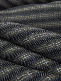 Onyx/Sand/Midnight Navy/Multi Worsted Wool/Polyester Horizontal Stripe Yarn-Dyed Flannel Suiting - NY Designer - 59W