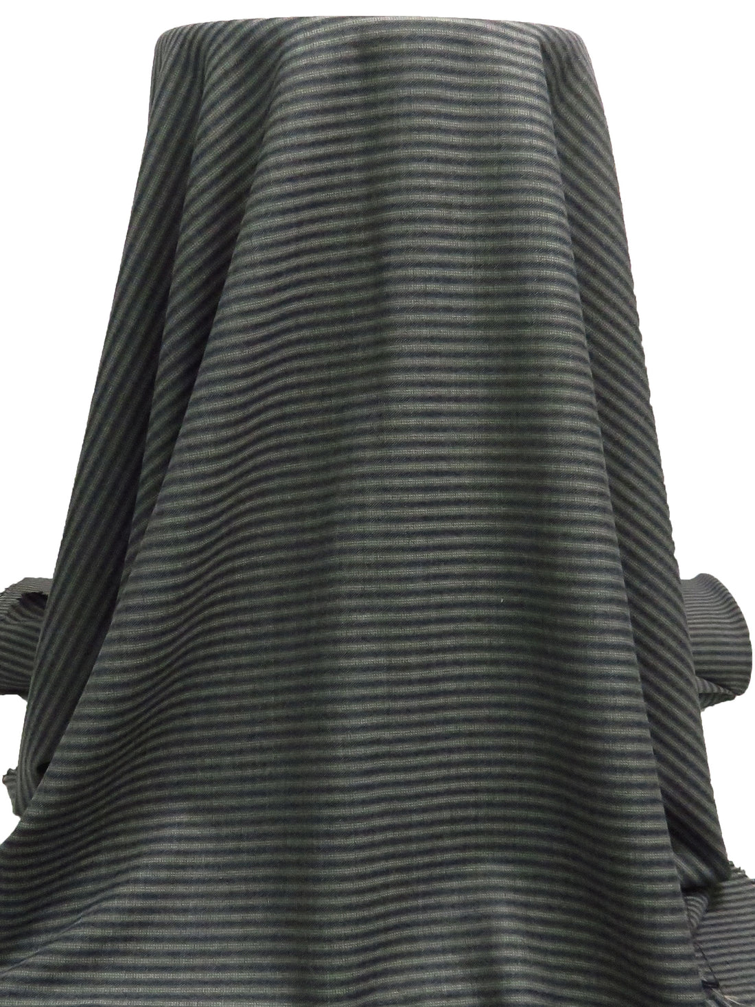 Onyx/Sand/Midnight Navy/Multi Worsted Wool/Polyester Horizontal Stripe Yarn-Dyed Flannel Suiting - NY Designer - 59W