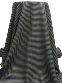 Onyx/Sand/Midnight Navy/Multi Worsted Wool/Polyester Horizontal Stripe Yarn-Dyed Flannel Suiting - NY Designer - 59W