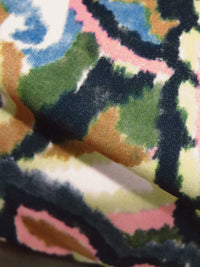 Pomelo Olive/Salmon Pink/White/Multi Nylon/Lycra Painted Paisley Print Swim/Activewear Knit - NY Designer - 60W