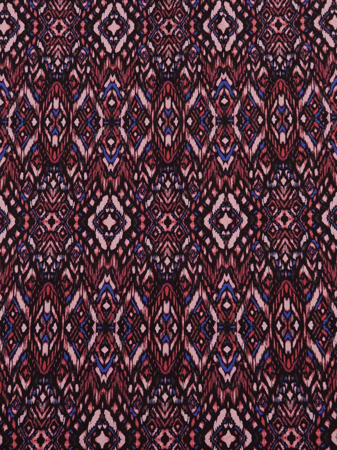 Pale Chestnut/Black/Vivid Dark Cornflower/Multi Polyester/Lycra Ikat Tile Print Jacquard Knit - NY Designer - 50W
