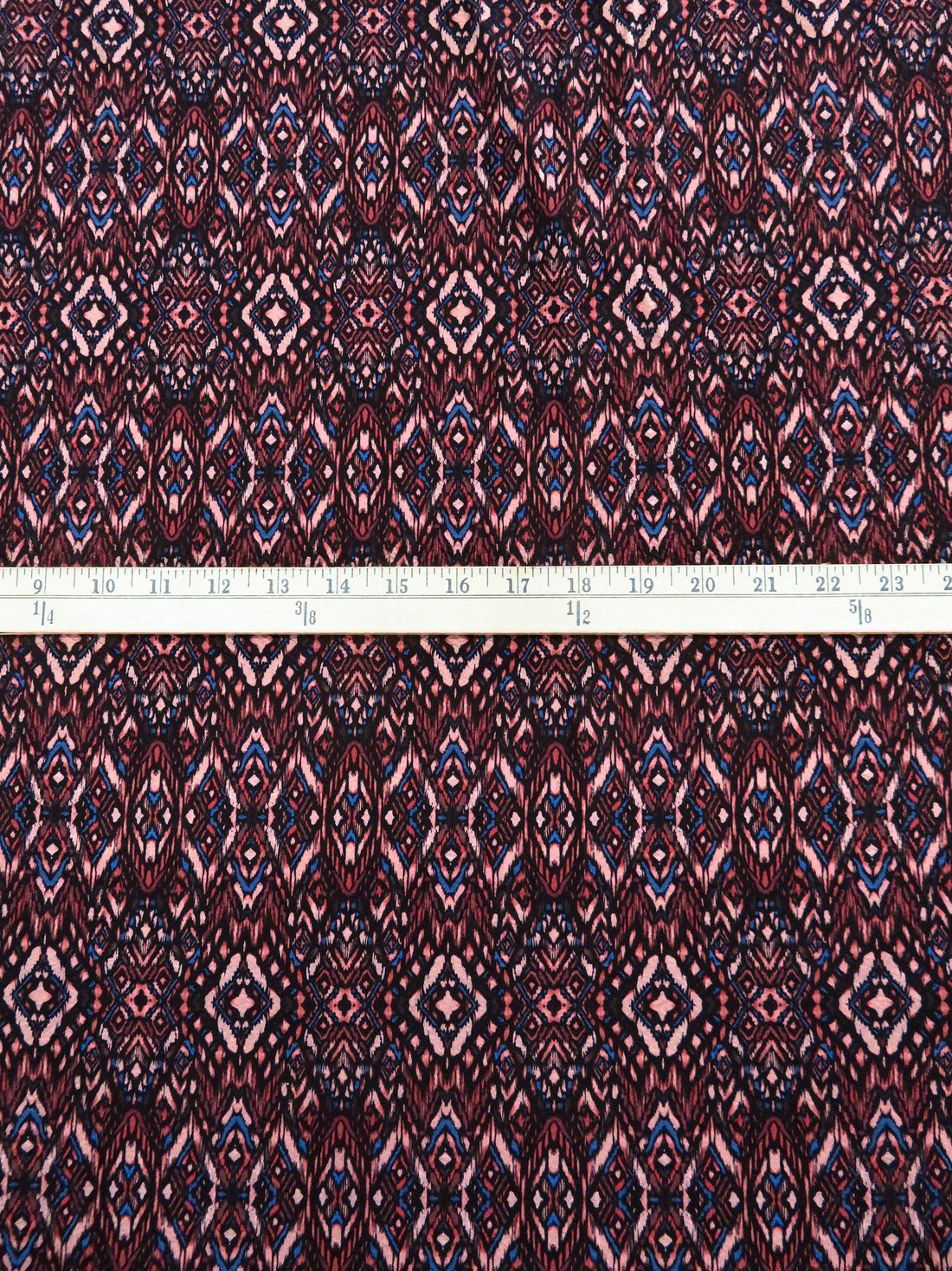 Pale Chestnut/Black/Vivid Dark Cornflower/Multi Polyester/Lycra Ikat Tile Print Jacquard Knit - NY Designer - 50W