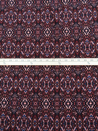 Pale Chestnut/Black/Vivid Dark Cornflower/Multi Polyester/Lycra Ikat Tile Print Jacquard Knit - NY Designer - 50W