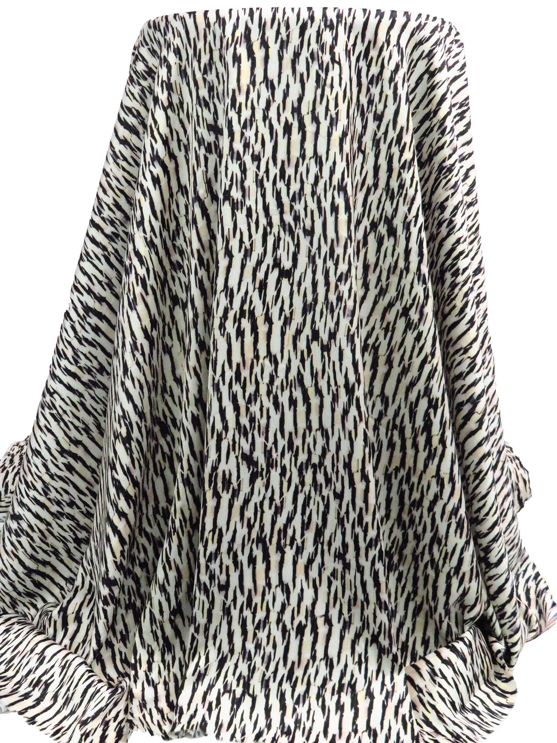 Cream/Black/Old Lavender 100% Polyester Abstract Print Charmeuse - Imported From Italy - 58W