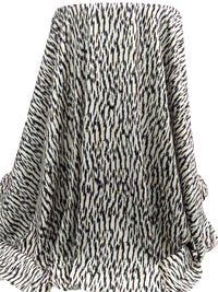 Cream/Black/Old Lavender 100% Polyester Abstract Print Charmeuse - Imported From Italy - 58W