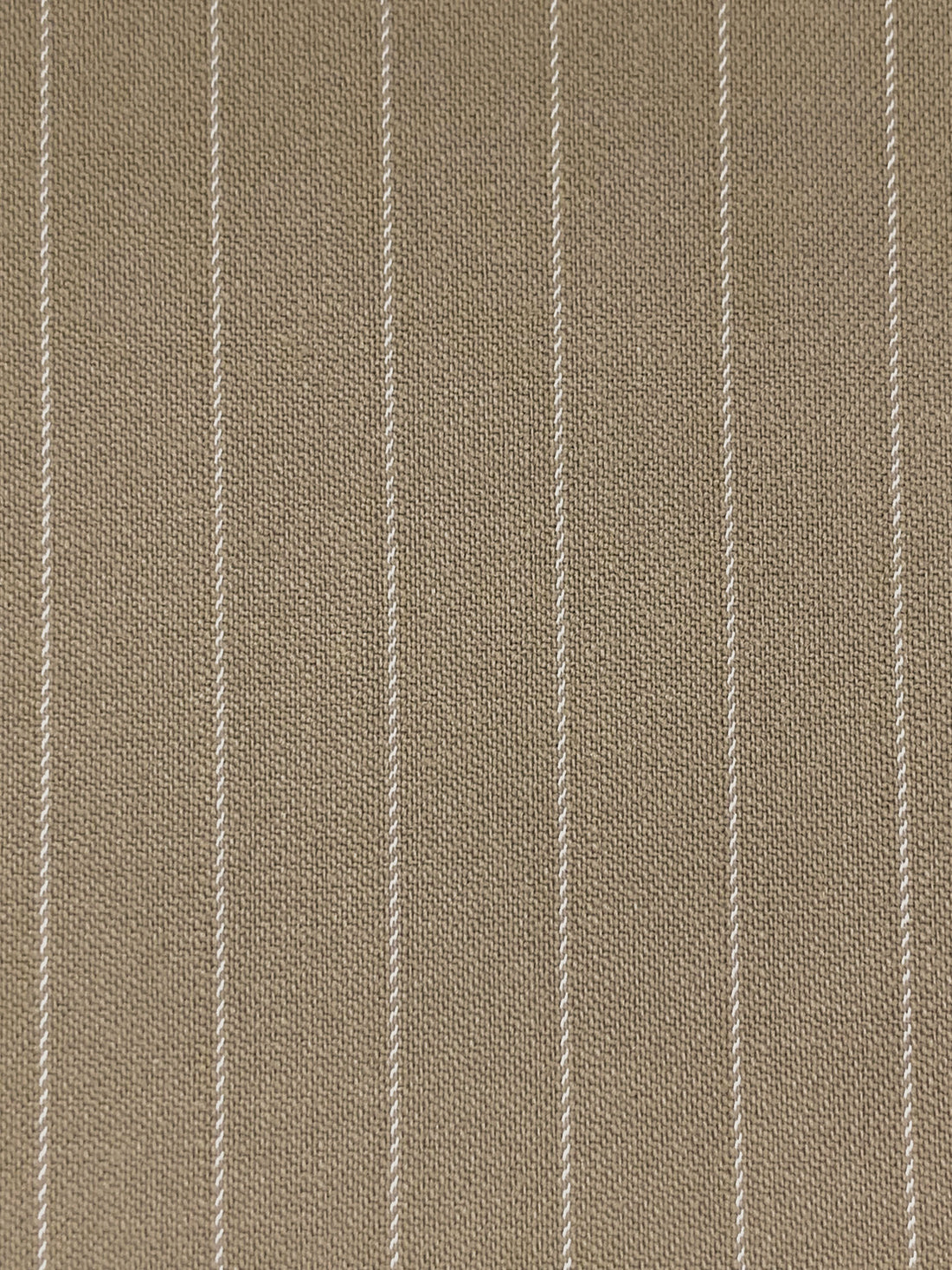 Taupe/White Wool/Polyester/Lycra Vertical Pinstripe Stretch Suiting - NY Designer - 56W