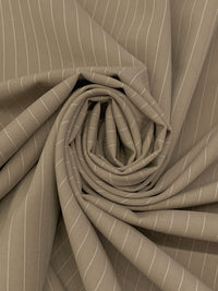 Taupe/White Wool/Polyester/Lycra Vertical Pinstripe Stretch Suiting - NY Designer - 56W