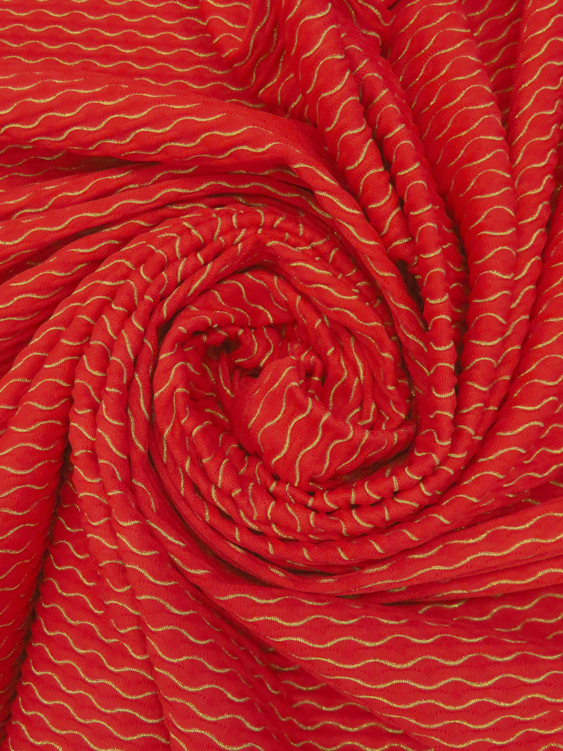 Carnelian/Gold Nylon/Metallic/Lycra Wavy Jacquard Double Knit - NY Designer - 62W