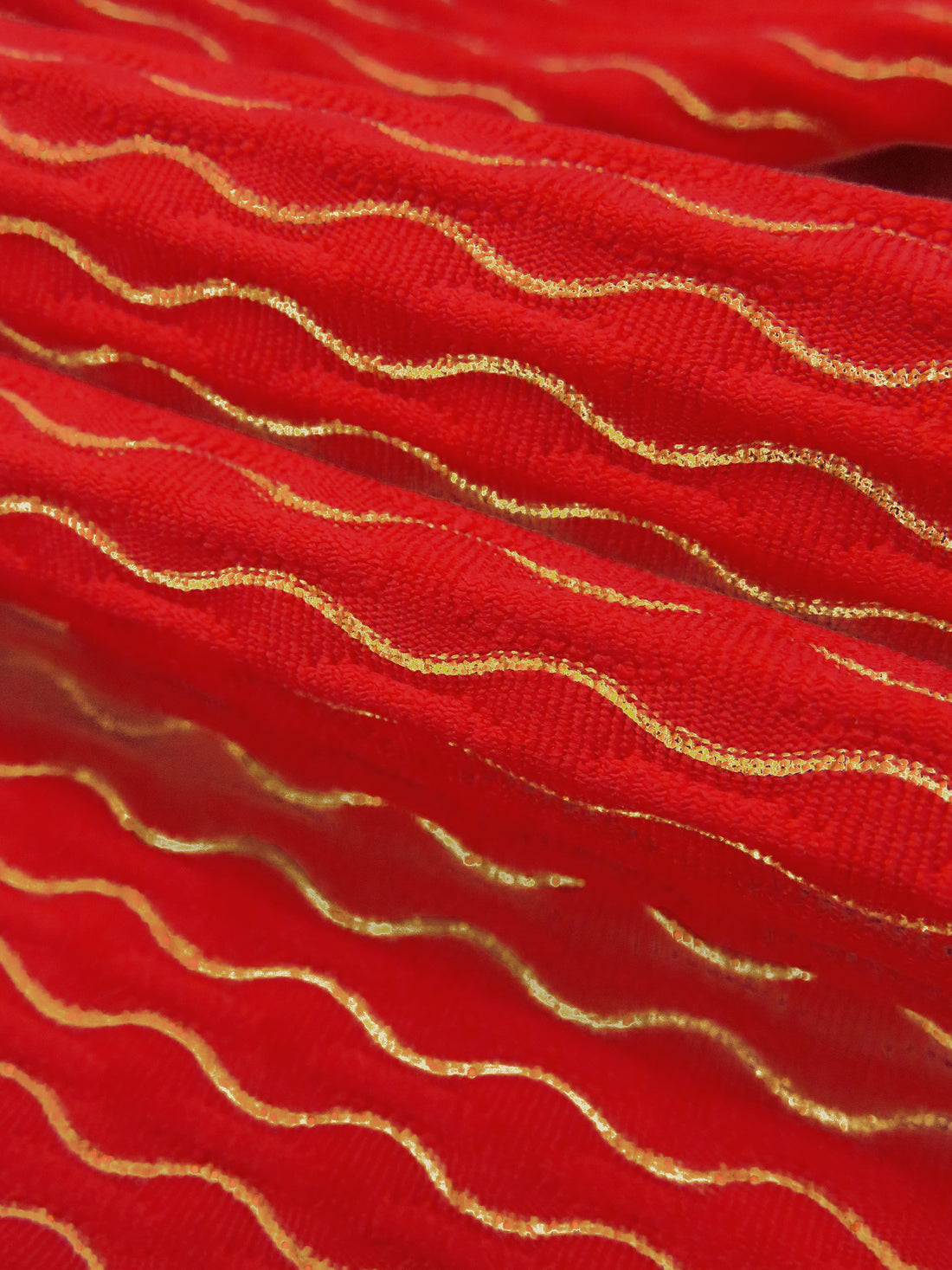Carnelian/Gold Nylon/Metallic/Lycra Wavy Jacquard Double Knit - NY Designer - 62W
