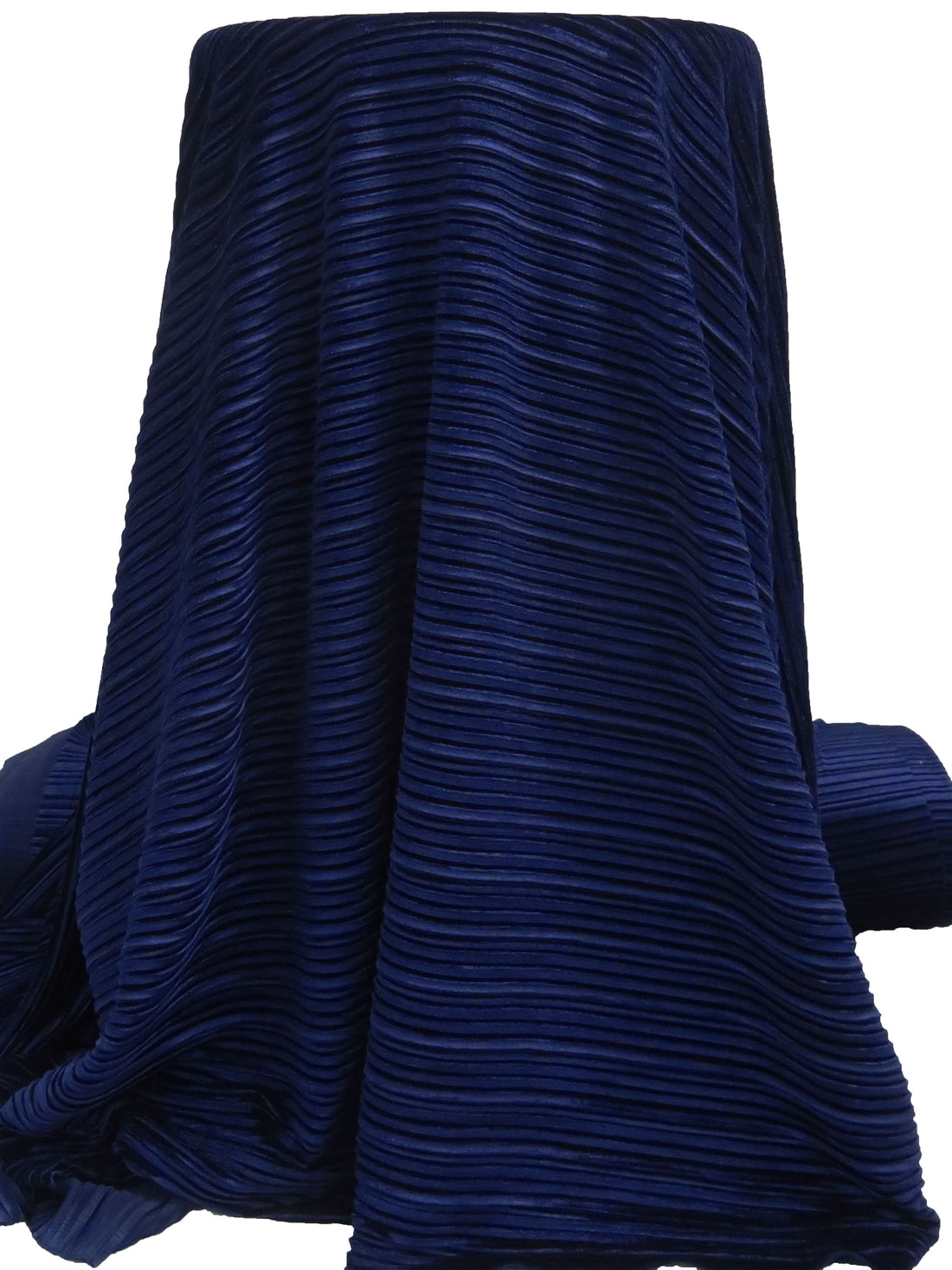 Dark Cetacean Blue Polyester/Lycra Pleated Stretch Velvet Knit 54W
