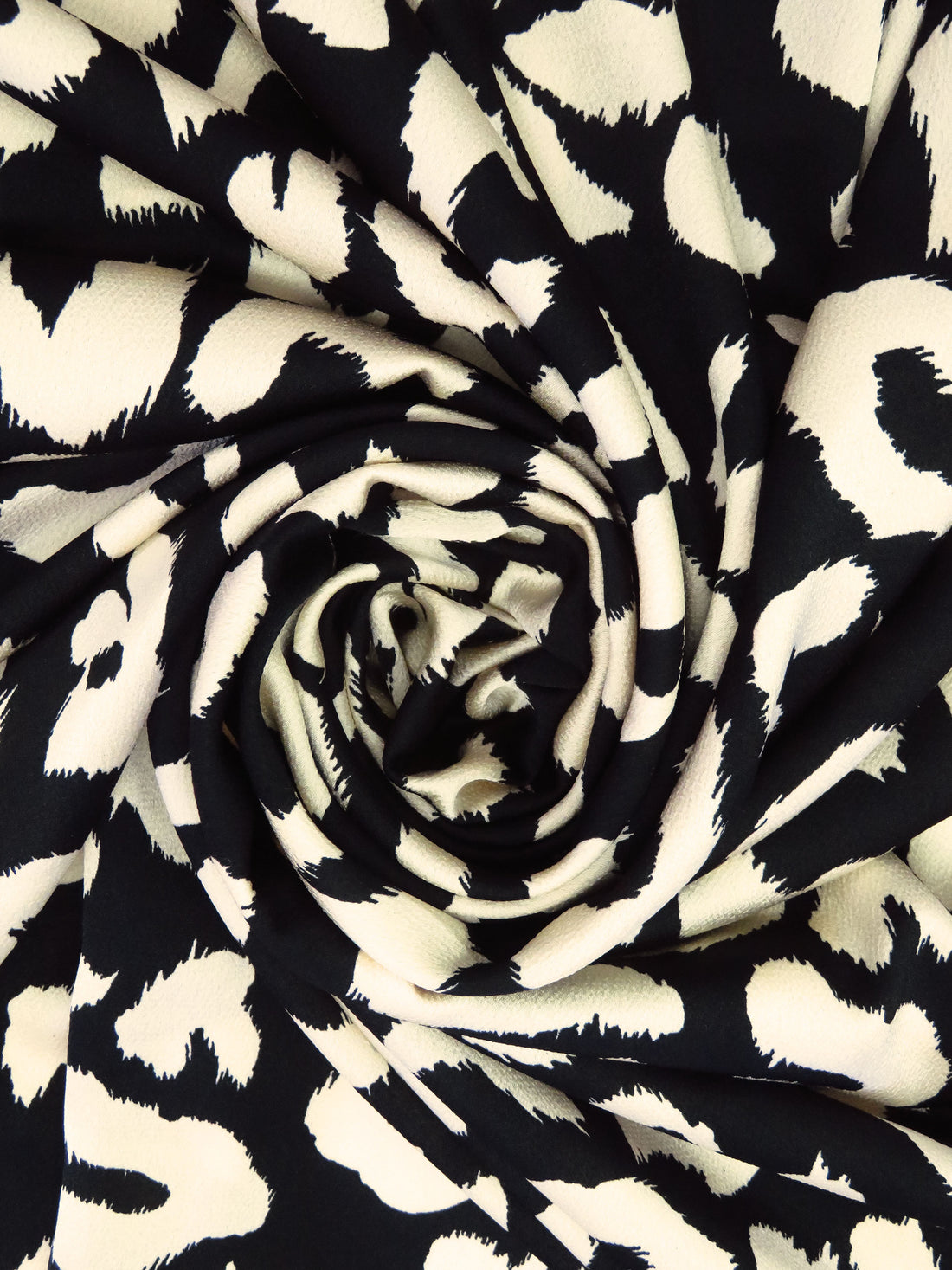 Black/Cream Polyester/Lycra Animal Print Pebble Charmeuse - NY Designer - 57W