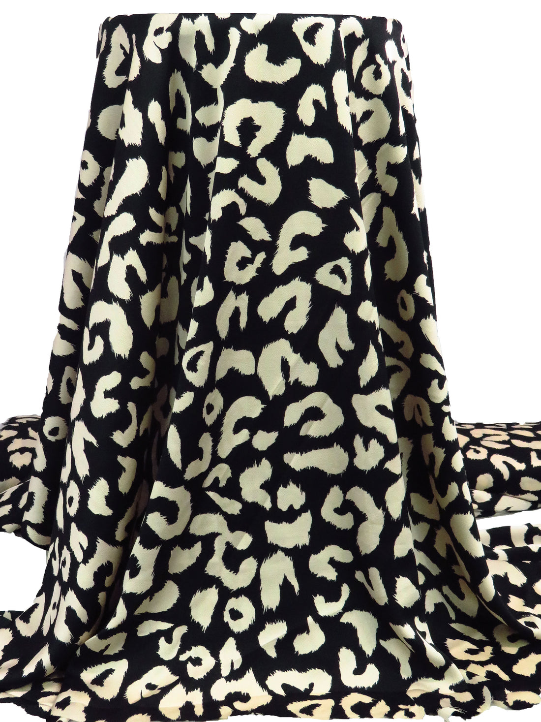 Black/Cream Polyester/Lycra Animal Print Pebble Charmeuse - NY Designer - 57W