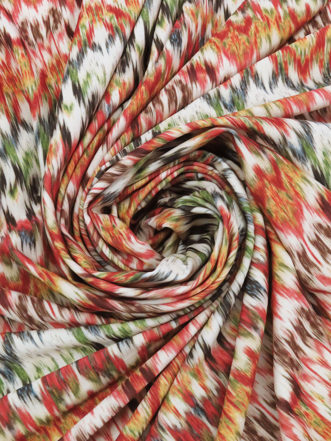 Cherry Red/Sand/Olive/Multi Nylon/Lycra Hazy Abstract Horizontal Stripe Print Swimwear/Activewear Knit 58W