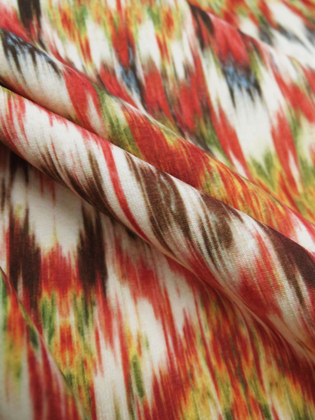 Cherry Red/Sand/Olive/Multi Nylon/Lycra Hazy Abstract Horizontal Stripe Print Swimwear/Activewear Knit 58W