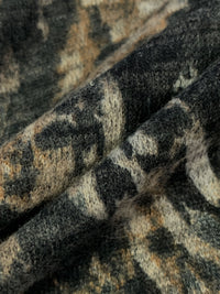 Shadow Brown/Light Gray/Black Polyester/Lycra Warped Houndstooth Animal Print Brushed Hacci Sweater Knit 57W