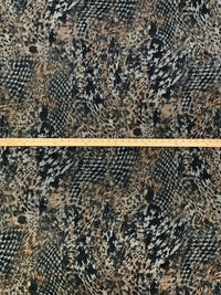 Shadow Brown/Light Gray/Black Polyester/Lycra Warped Houndstooth Animal Print Brushed Hacci Sweater Knit 57W