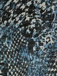 Air Force Blue/Light Gray/Black Polyester/Lycra Warped Houndstooth Animal Print Brushed Hacci Sweater Knit 57W