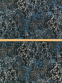 Air Force Blue/Light Gray/Black Polyester/Lycra Warped Houndstooth Animal Print Brushed Hacci Sweater Knit 57W