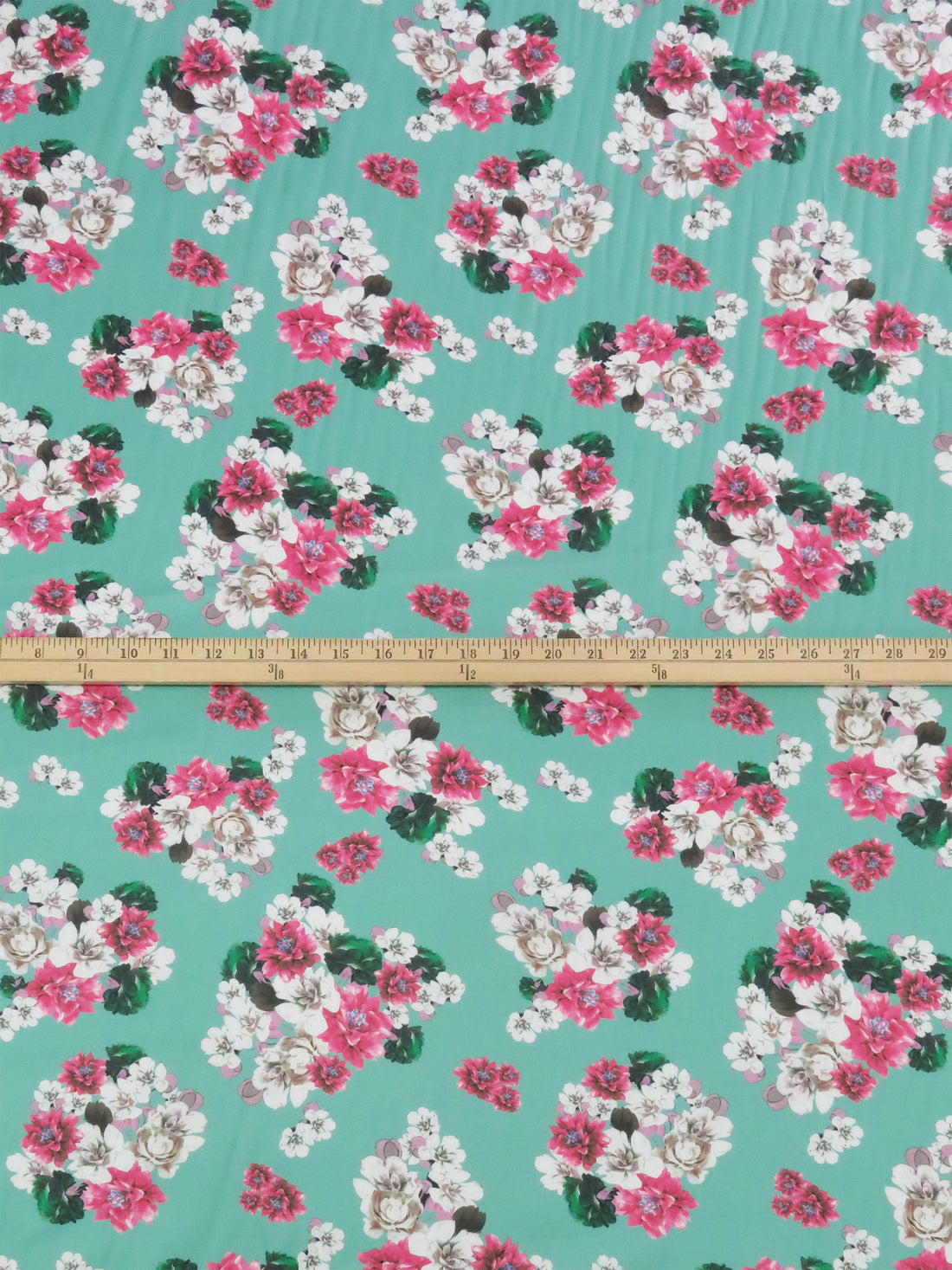 Spearmint/Fuchsia Pink/Deep Emerald/Multi 100% Cotton Floral Bunches Print Sateen Shirting 42W