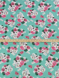 Spearmint/Fuchsia Pink/Deep Emerald/Multi 100% Cotton Floral Bunches Print Sateen Shirting 42W