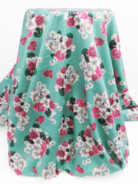 Spearmint/Fuchsia Pink/Deep Emerald/Multi 100% Cotton Floral Bunches Print Sateen Shirting 42W