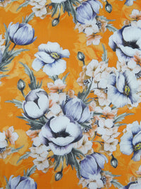 Bright Marigold/Cyber Grape/White/Multi 100% Cotton Large Floral Bunch Print Lawn 42W