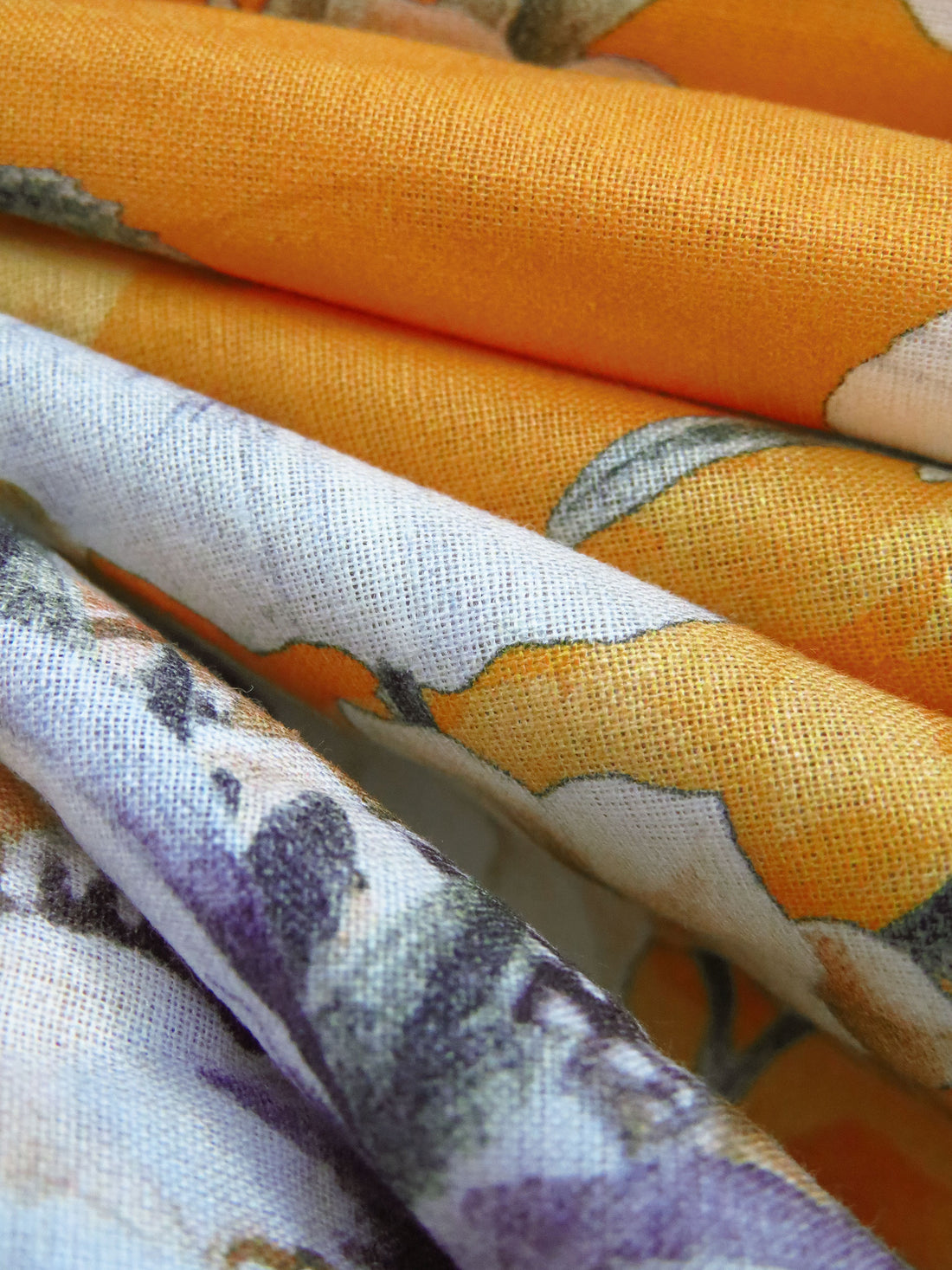 Bright Marigold/Cyber Grape/White/Multi 100% Cotton Large Floral Bunch Print Lawn 42W