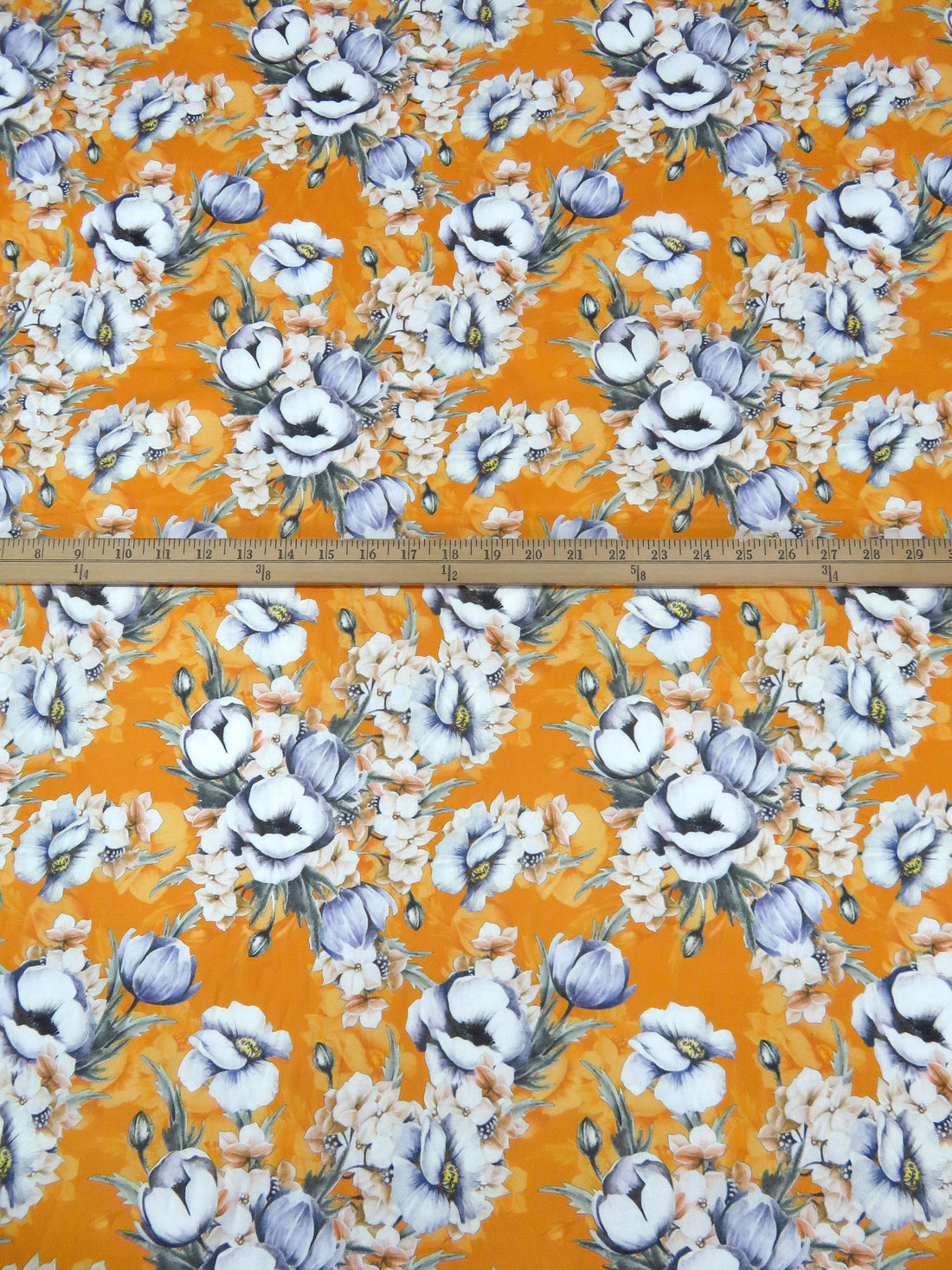 Bright Marigold/Cyber Grape/White/Multi 100% Cotton Large Floral Bunch Print Lawn 42W