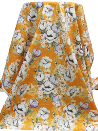 Bright Marigold/Cyber Grape/White/Multi 100% Cotton Large Floral Bunch Print Lawn 42W