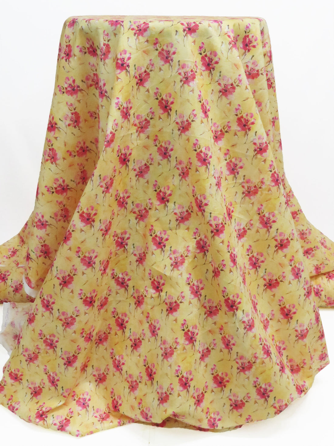 Soft Goldenrod/Bright Fruit Punch Pink/Dark Navy/Multi 100% Cotton Floral Bunches Print Lawn 43W