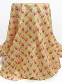 Soft Goldenrod/Bright Fruit Punch Pink/Dark Navy/Multi 100% Cotton Floral Bunches Print Lawn 43W