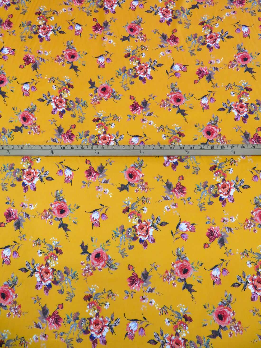 Marigold/Coral/Old Lavender/Multi 100% Cotton Floral Print Sateen Shirting 42W