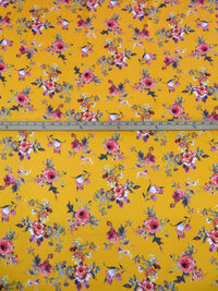 Marigold/Coral/Old Lavender/Multi 100% Cotton Floral Print Sateen Shirting 42W