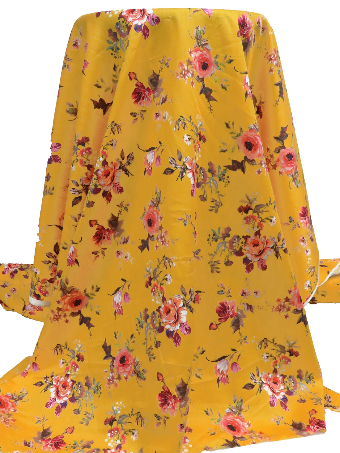 Marigold/Coral/Old Lavender/Multi 100% Cotton Floral Print Sateen Shirting 42W