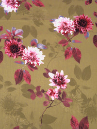 Dark Tan/French Wine/Rose Pink/Multi 100% Cotton Floral Print Sateen Shirting 42W