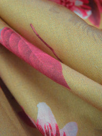 Dark Tan/French Wine/Rose Pink/Multi 100% Cotton Floral Print Sateen Shirting 42W